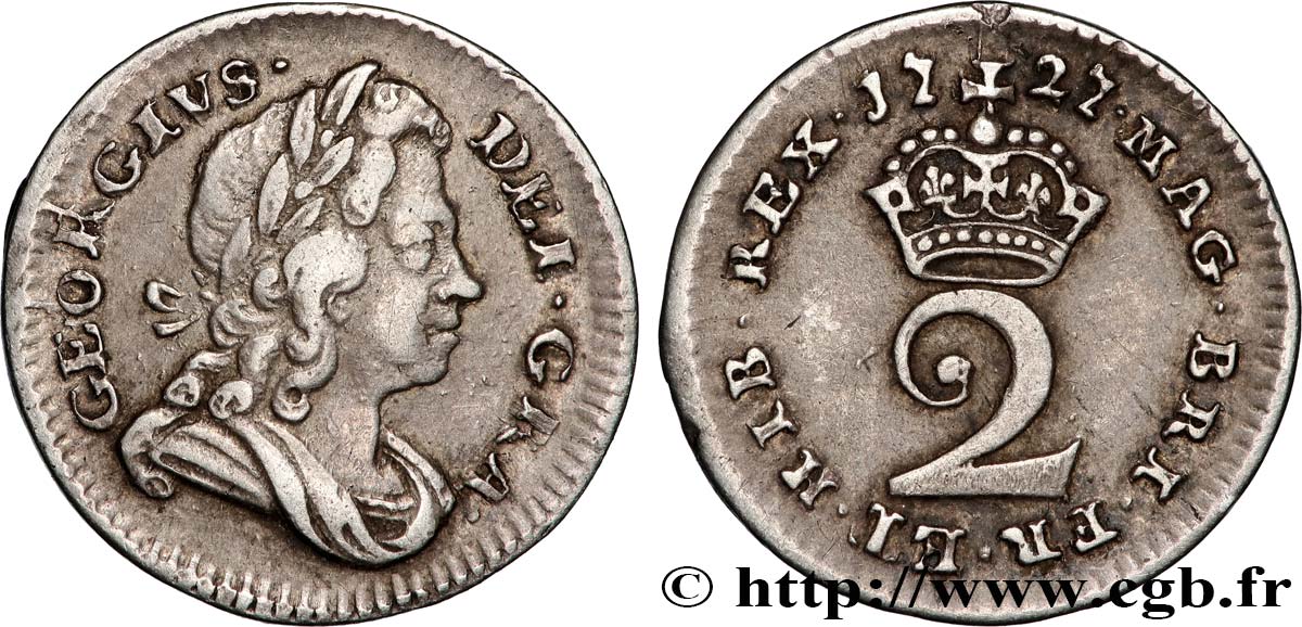 GRANDE-BRETAGNE - GEORGES Ier 2 Pence 1727  TTB 