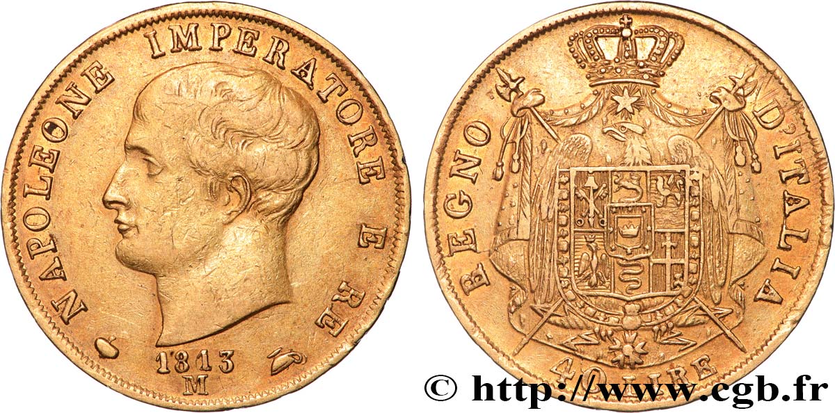 INVESTMENT GOLD 40 Lire 1813 Milan BB 