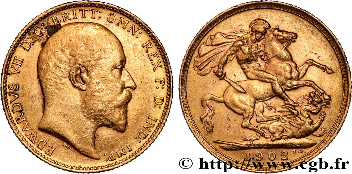 INVESTMENT GOLD 1 Souverain Edouard VII 1902 Londres XF 