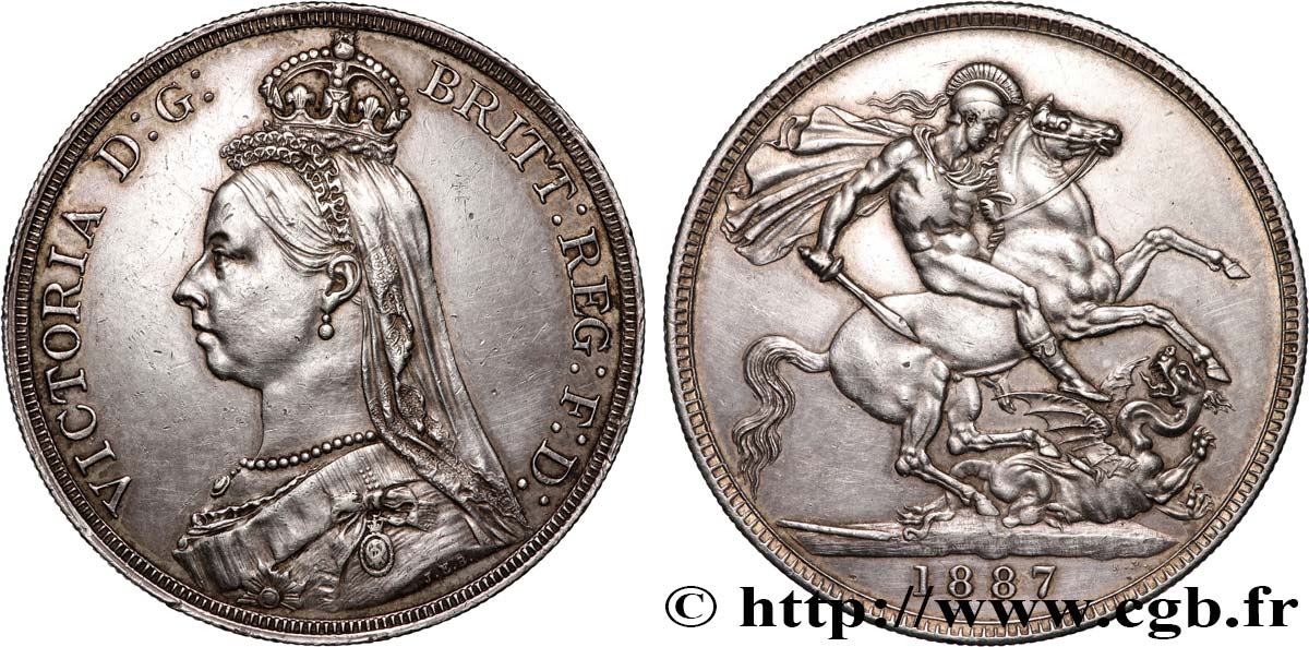 GROßBRITANNIEN - VICTORIA 1 Crown buste du jubilé 1887  VZ 