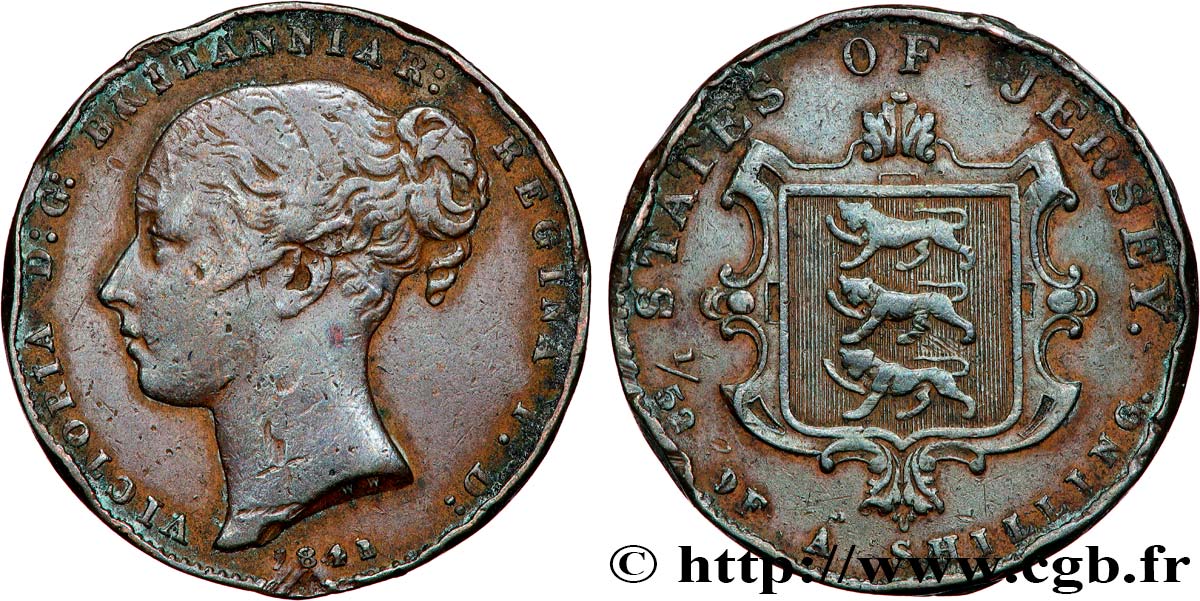 JERSEY 1/52 Shilling Victoria 1841  VF 