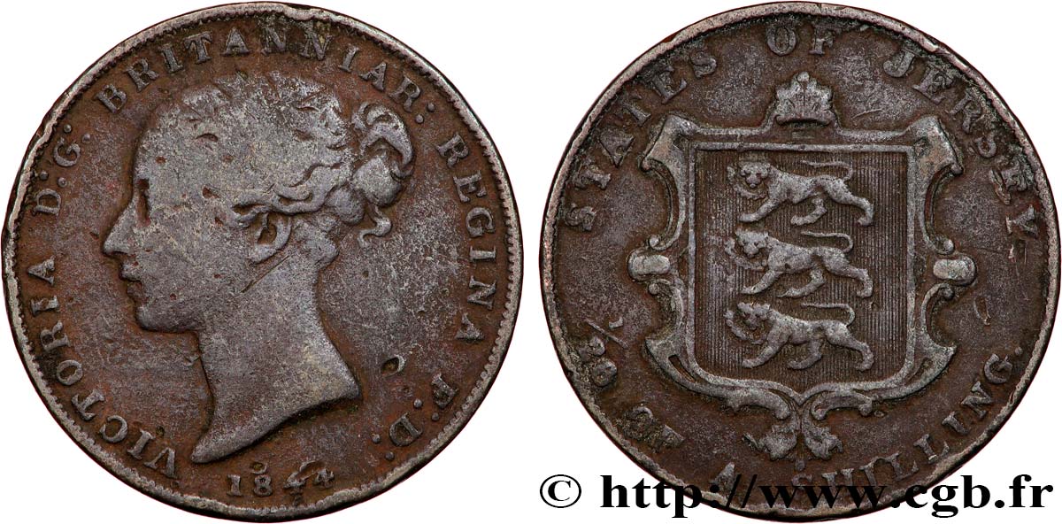JERSEY 1/26 Shilling Victoria 1844  F 
