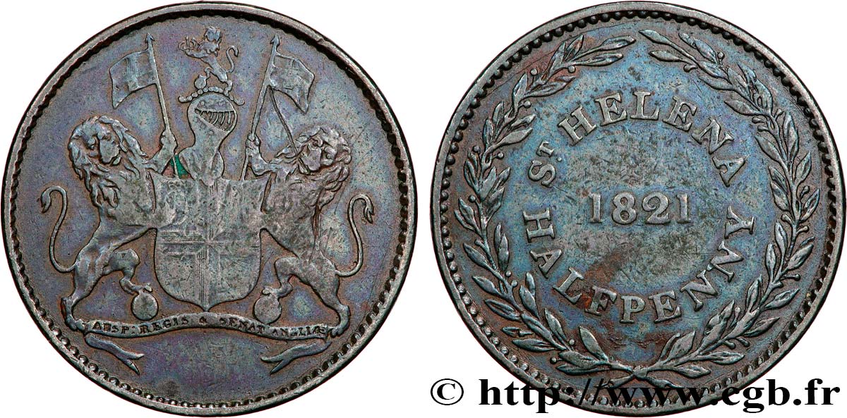 ST HELENA 1/2 Penny 1821  VF 