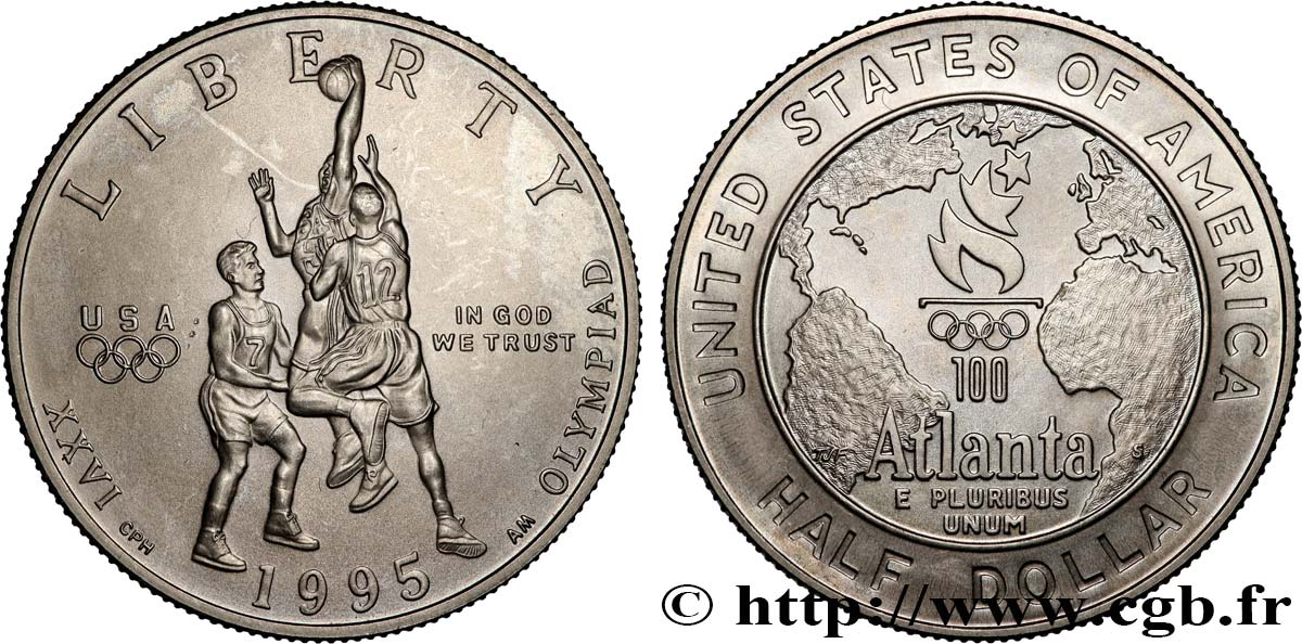 STATI UNITI D AMERICA 1/2 Dollar Centenaire des Jeux Olympiques, Basket-Ball 1995 San Francisco - S MS 