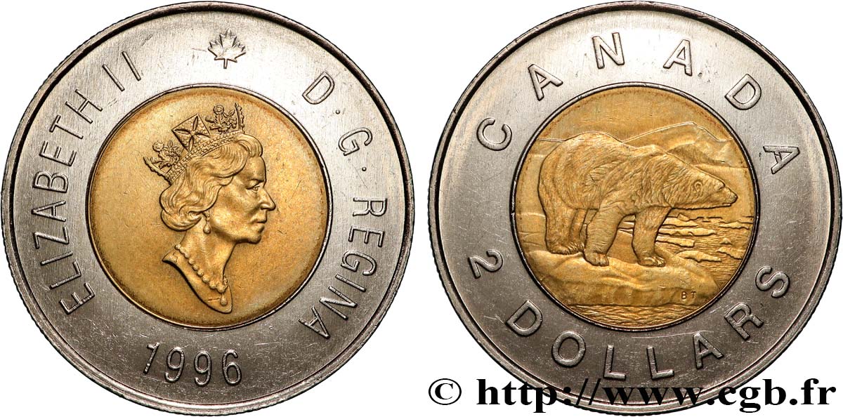 CANADA 2 Dollars Elisabeth II / ours polaires 1996  SPL 