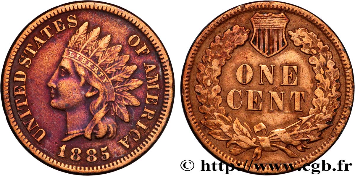 STATI UNITI D AMERICA 1 Cent tête d’indien, 3e type 1885  BB 