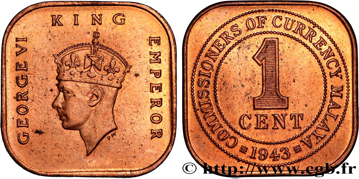 MALAYA 1 Cent Georges VI 1943  VZ 