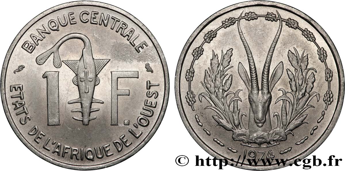 ESTADOS DE ÁFRICA DEL OESTE 1 Franc BCEAO 1974 Paris SC 