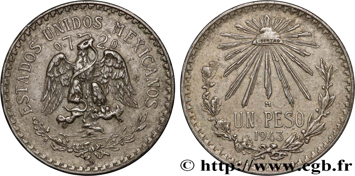 MÉXICO 1 Peso 1943 Mexico EBC 