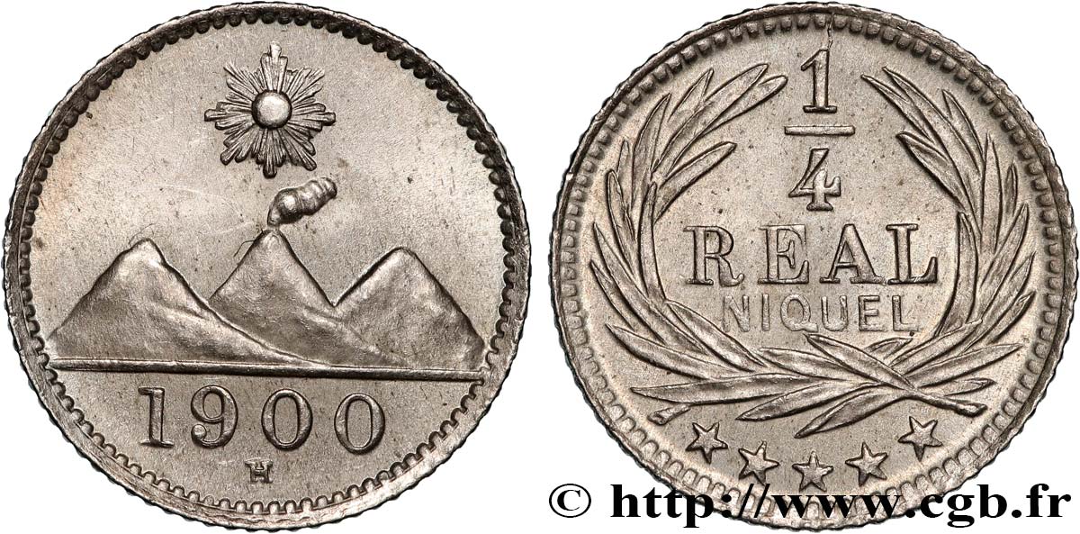 GUATEMALA 1/4 Real 1900 Heaton EBC 