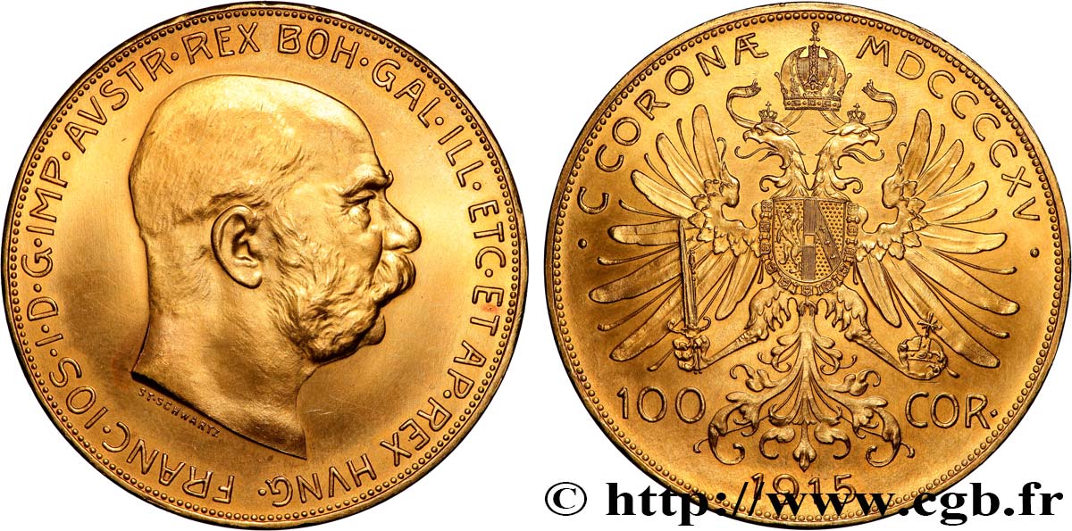 GOLD, PALLADIUM & PLATINUM INVESTMENT 100 Corona  1915 Vienne MS 