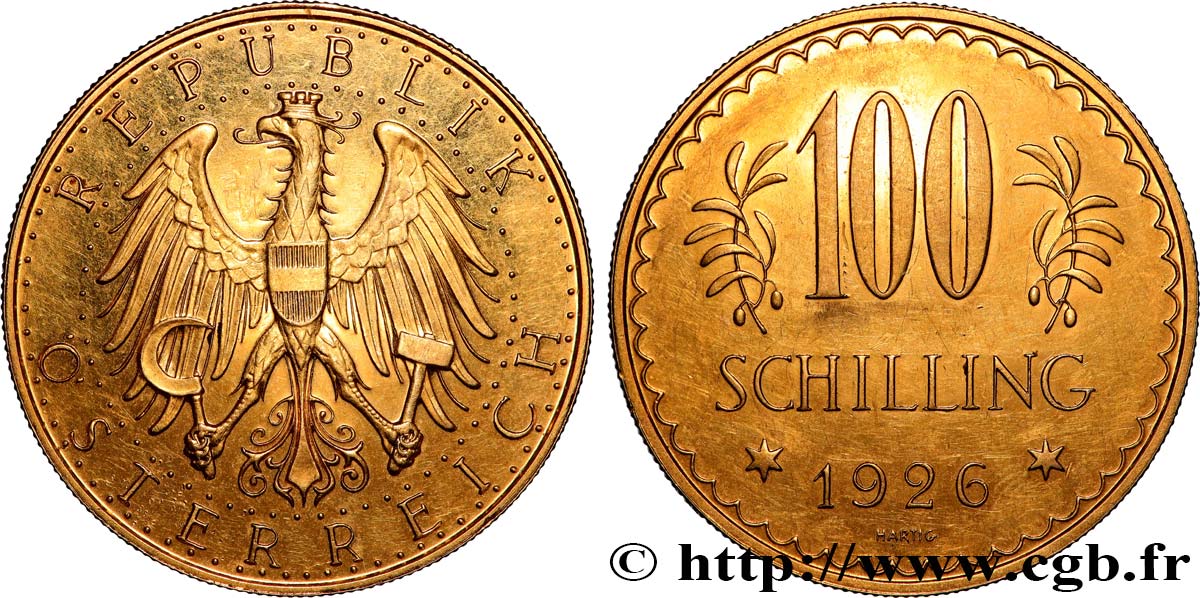 GOLD, PALLADIUM & PLATINUM INVESTMENT 100 Schilling 1926 Vienne AU 