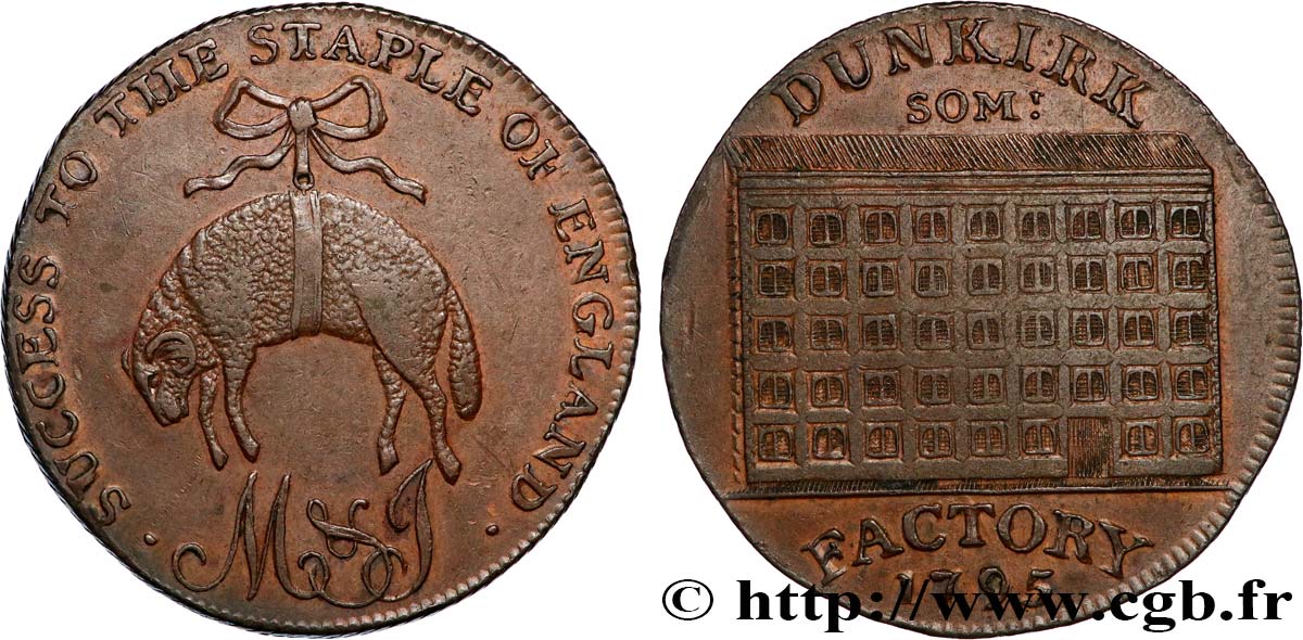 ROYAUME-UNI (TOKENS) 1/2 Penny Dunkirk (Somersetshire) 1795  TTB+ 