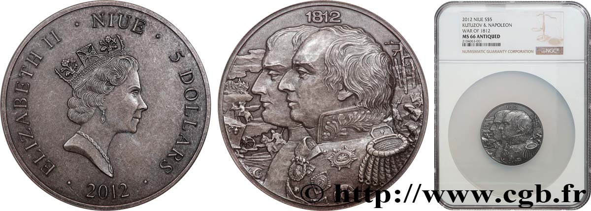 NIUE 5 dollars Napoléon et Koutounov 2012  MS66 NGC