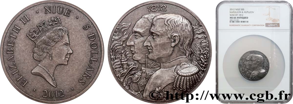 NIUÉ 5 dollars Napoléon et Koutounov 2012  FDC66 NGC