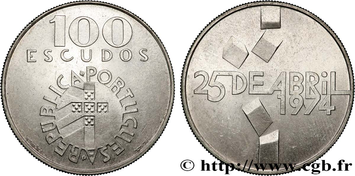 PORTUGAL 100 Escudos 2e anniversaire révolution des oeillets 1976  MBC+ 