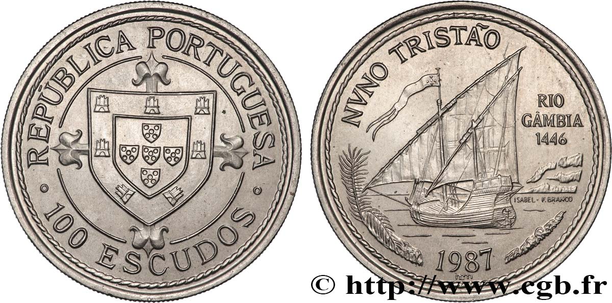 PORTUGAL 100 Escudos Découverte du fleuve Gambie en 1446 par Nuno Tristao 1987  EBC 