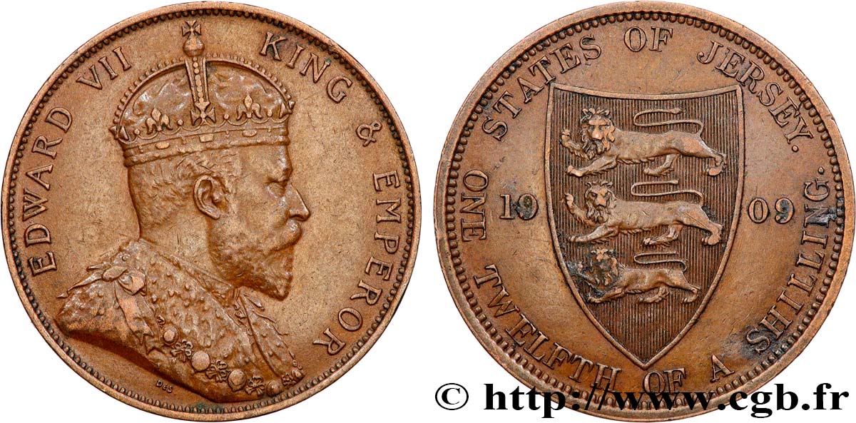 ISLA DE JERSEY 1/12 Shilling Edouard VII 1909  MBC 