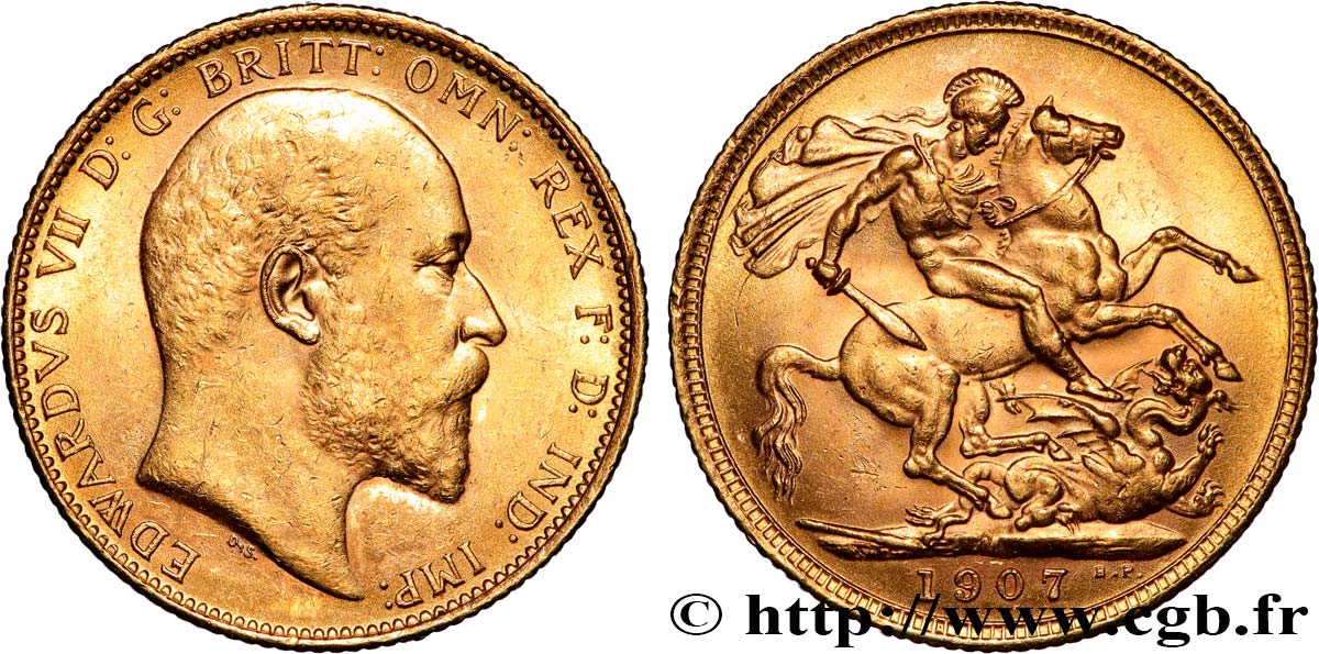INVESTMENT GOLD 1 Souverain Edouard VII 1907 Melbourne q.SPL 