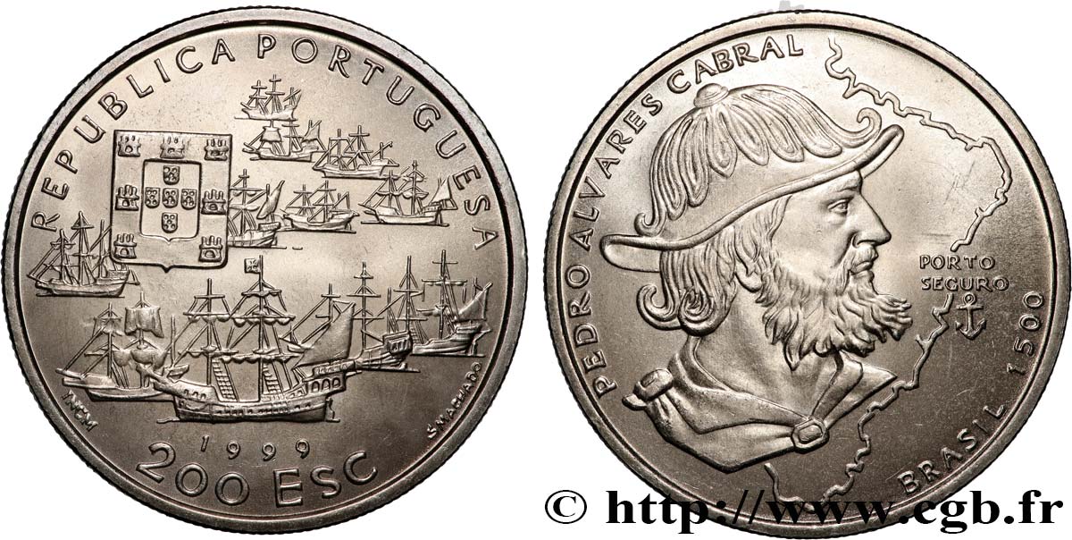 PORTUGAL 200 Escudos Pedra Alvares Cabral et la découverte du Brésil 1999 Lisbonne SPL 
