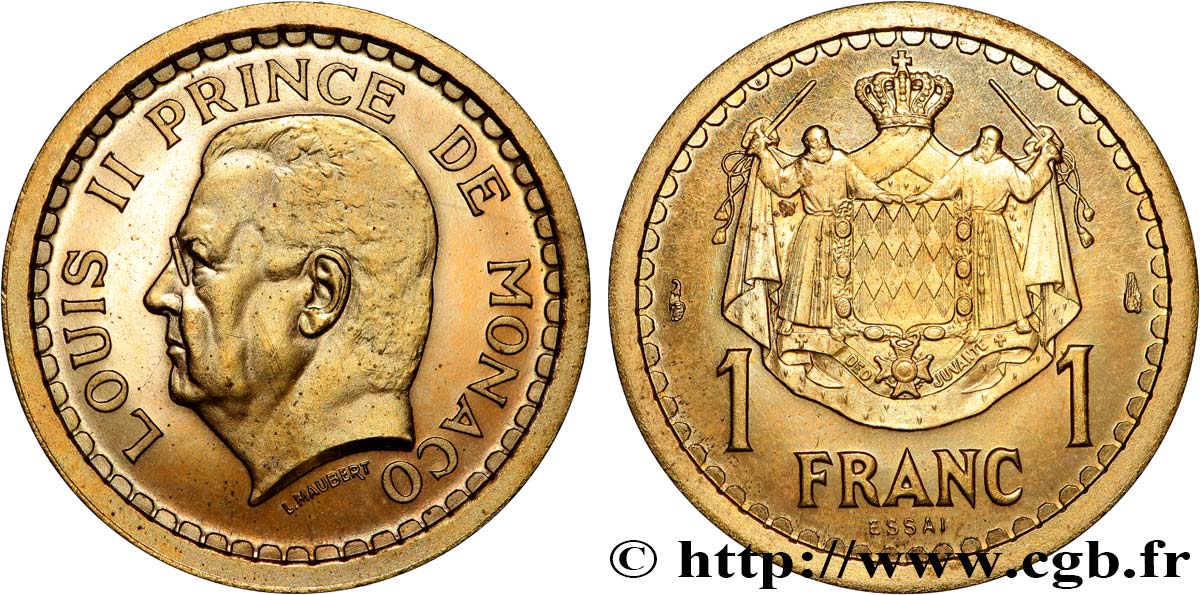 MONACO - PRINCIPAUTÉ DE MONACO - LOUIS II Essai de 1 Franc bronze-aluminium  n.d. Paris FDC 