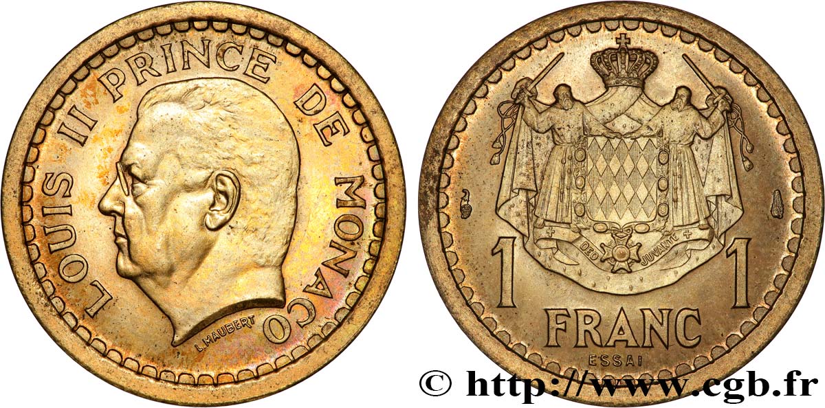 MONACO - FÜRSTENTUM MONACO - LUDWIG II. Essai de 1 Franc bronze-aluminium n.d. Paris ST 