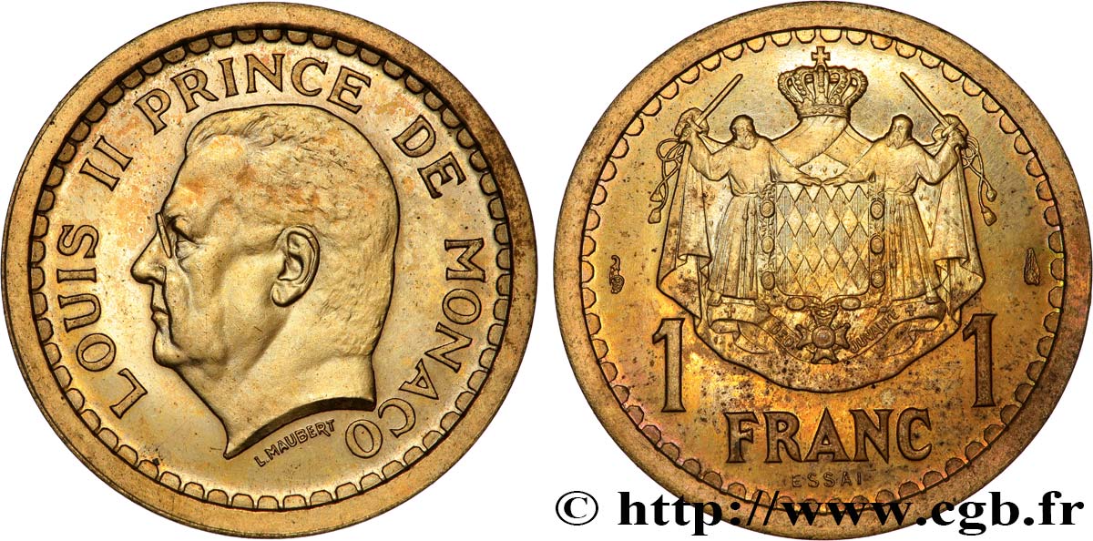 MONACO - PRINCIPALITY OF MONACO - LOUIS II Essai de 1 Franc bronze-aluminium  n.d. Paris MS 