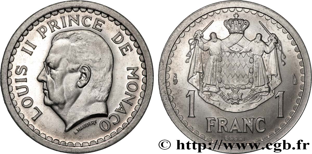 MONACO - FÜRSTENTUM MONACO - LUDWIG II. Essai de 1 Franc aluminium  n.d. Paris ST 