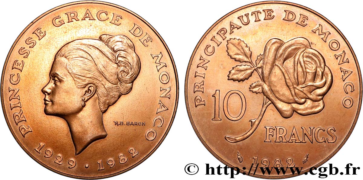 MONACO 10 Francs princesse Grace de Monaco 1982 Paris MS 