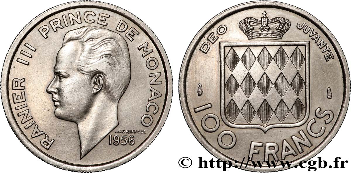 MONACO 100 Francs Rainier III 1956 Paris AU 