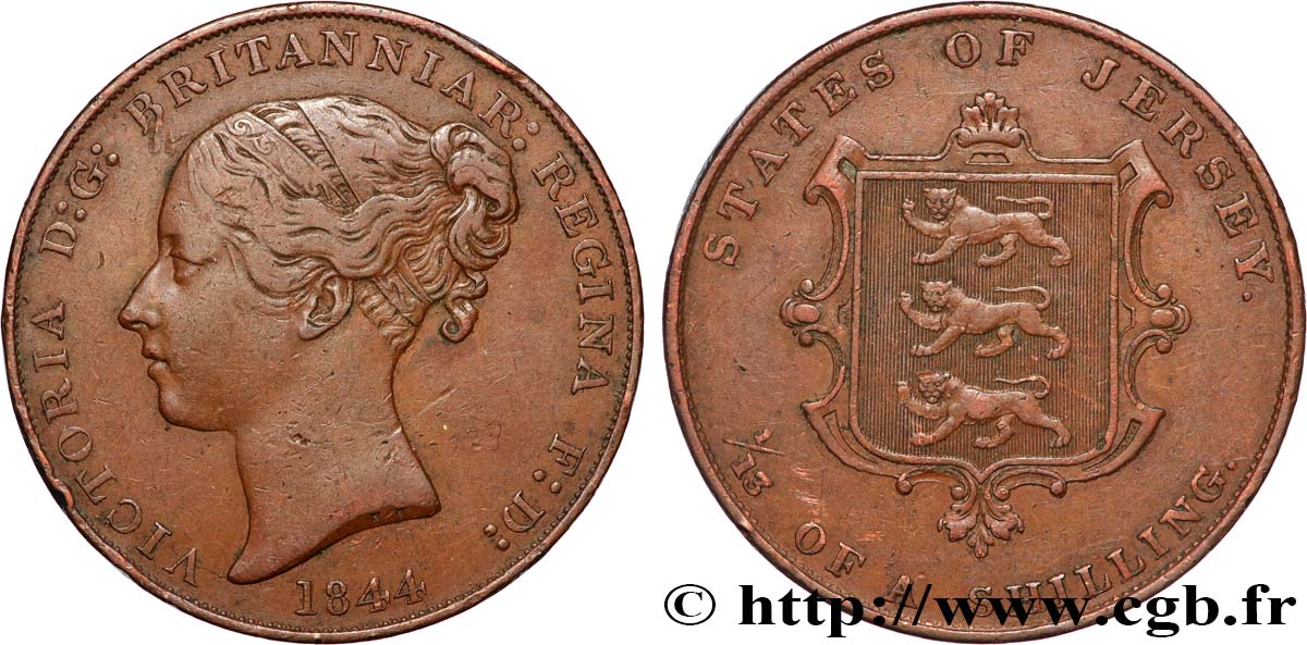 JERSEY 1/13 Shilling Victoria 1844  VF 