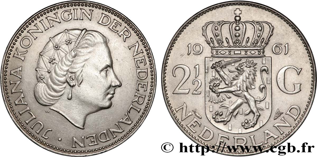 PAESI BASSI 2 1/2 Gulden Juliana 1961 Utrecht SPL 