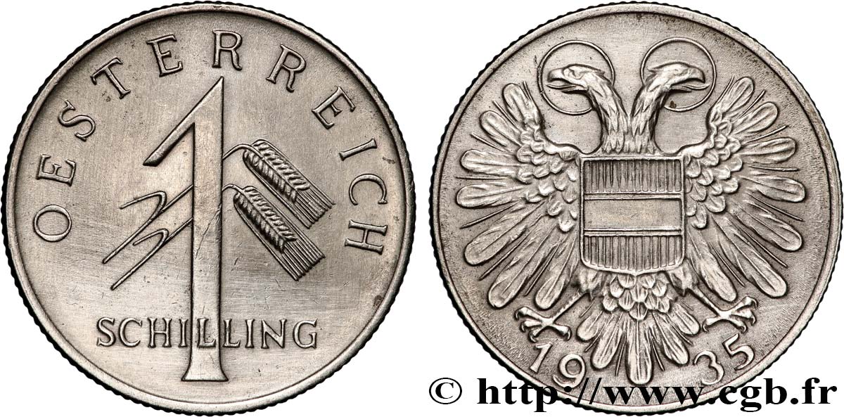AUSTRIA 1 Schilling aigle bicéphale 1935  EBC 