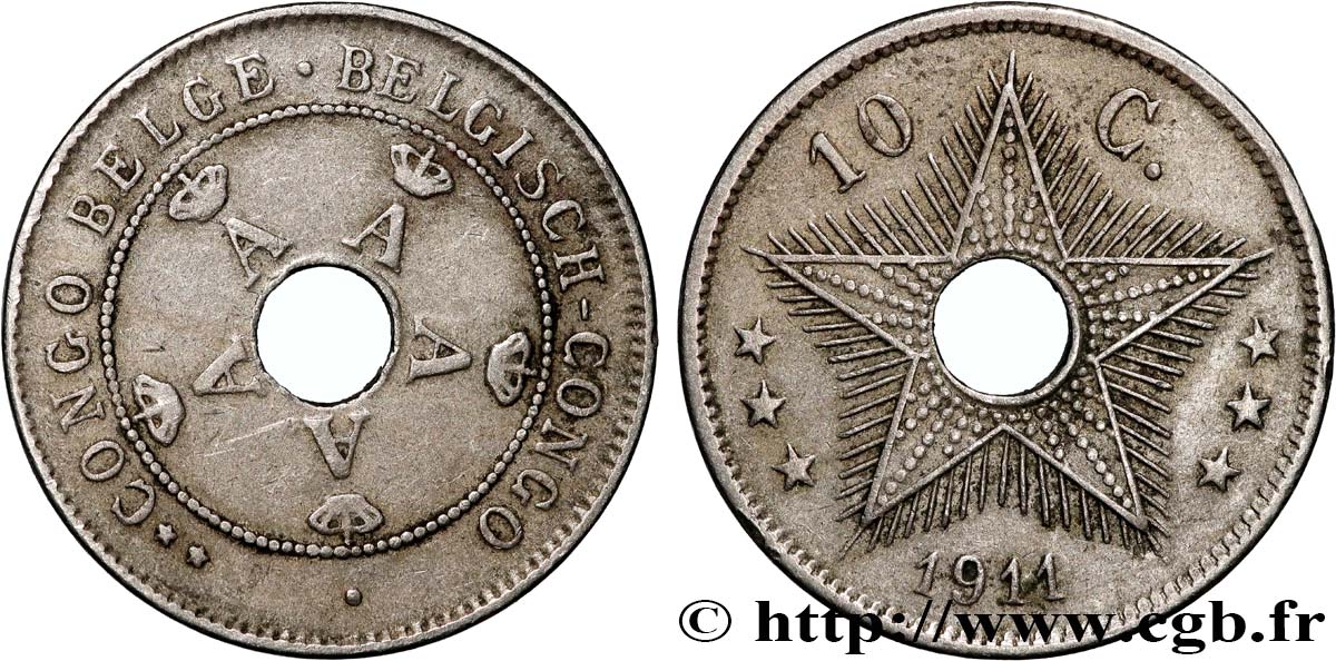 BELGIAN CONGO 10 Centimes Albert Ier 1911  AU 