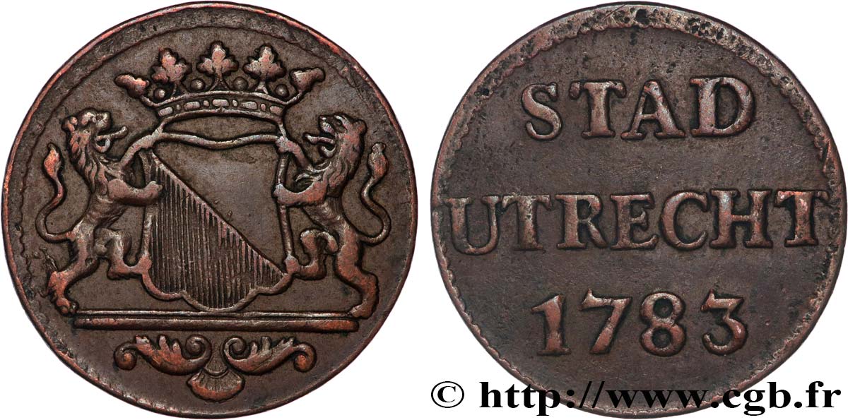 NETHERLANDS - UNITED PROVINCES 1 Duit Utrecht 1783  XF 