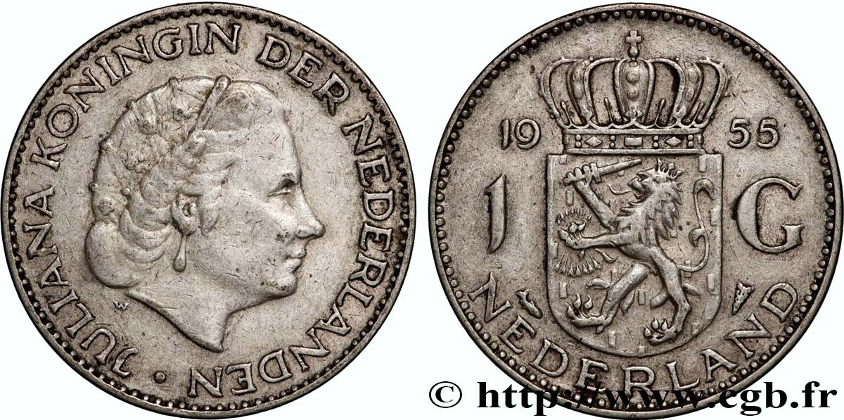 NIEDERLANDE 1 Gulden Juliana 1955 Utrecht SS 
