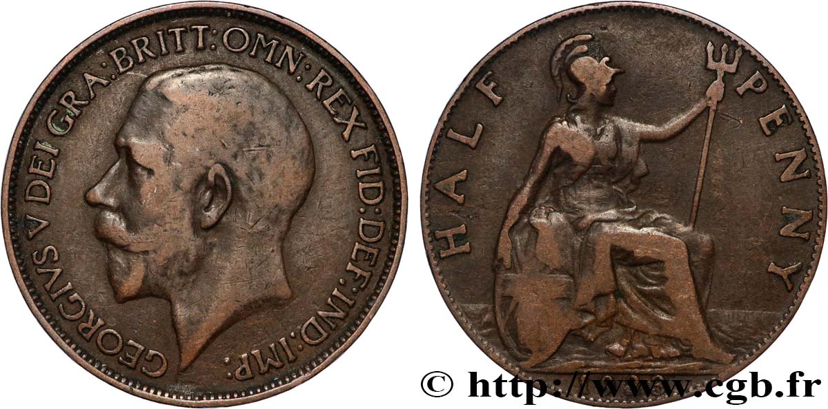 ROYAUME-UNI 1/2 Penny Georges V 1923  TB 