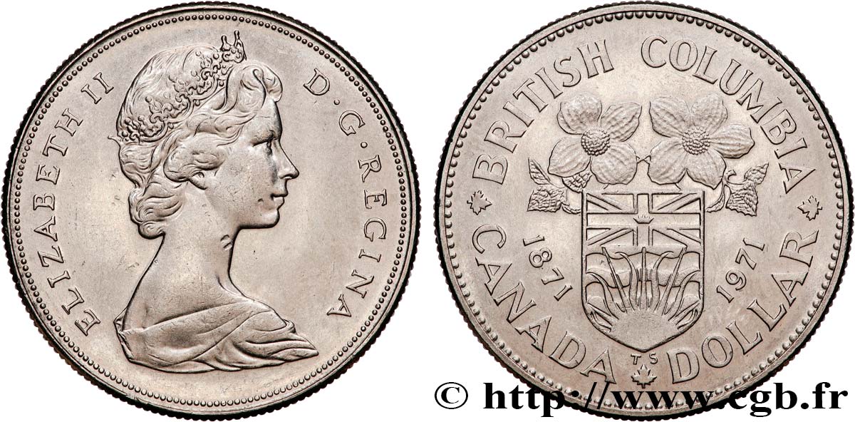 KANADA 1 Dollar centenaire de l’intégration de la Colombie Britannique 1971  VZ 
