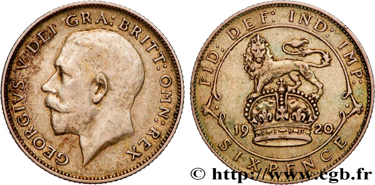ROYAUME-UNI 6 Pence Georges V 1920  TTB 