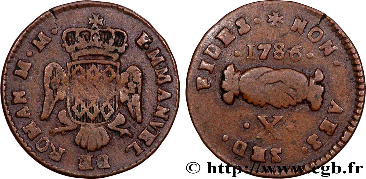 MALTA - EMMANUEL DE ROHAN 10 Grani 1786  fSS 