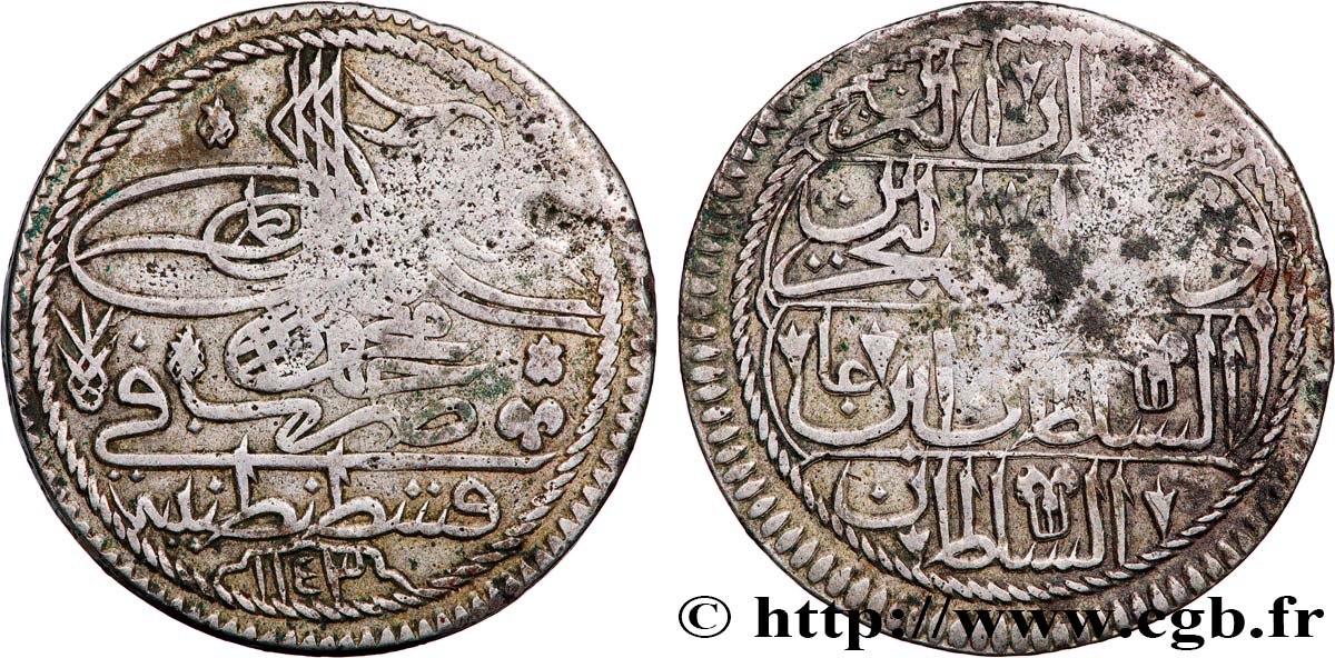 TURKEY 1/2 Kurush au nom de Mahmud Ier AH 1143  1730 Constantinople VF 