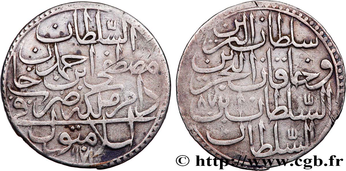 TURKEY 1 Zolota (30 Para) AH 1171 an 2 au nom de Mustafa III (1759) Constantinople XF 