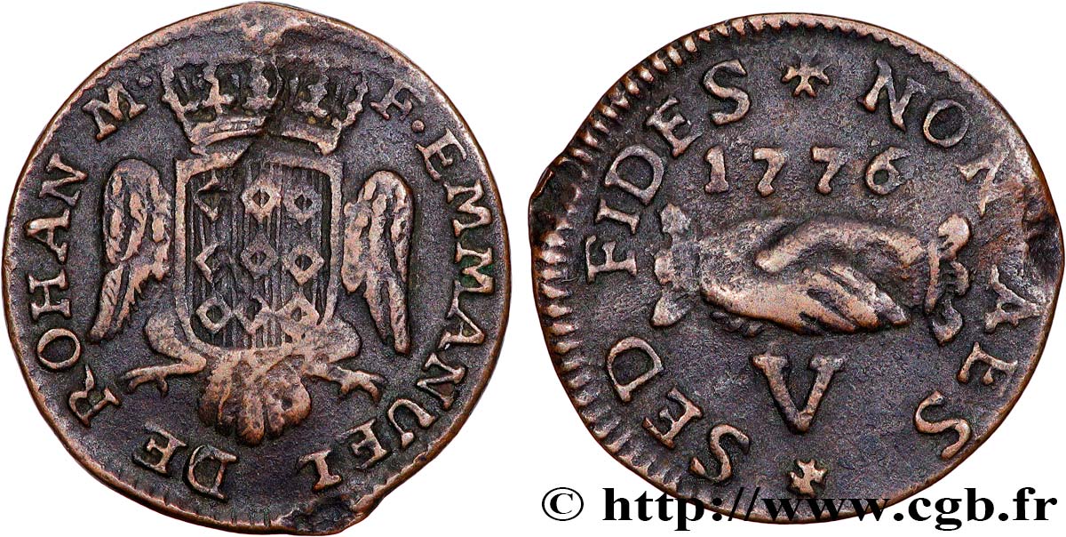 MALTE - EMMANUEL DE ROHAN 5 Grani 1776  TTB 