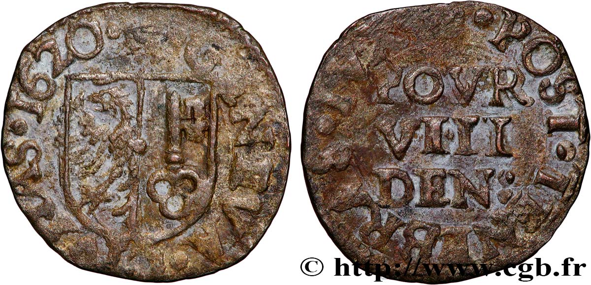 SWITZERLAND - REPUBLIC OF GENEVA 8 Deniers 1620  VF 