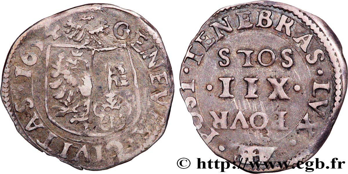 SVIZZERA - REPUBBLICA DE GINEVRA 12 Sols 1654 Genève q.BB 