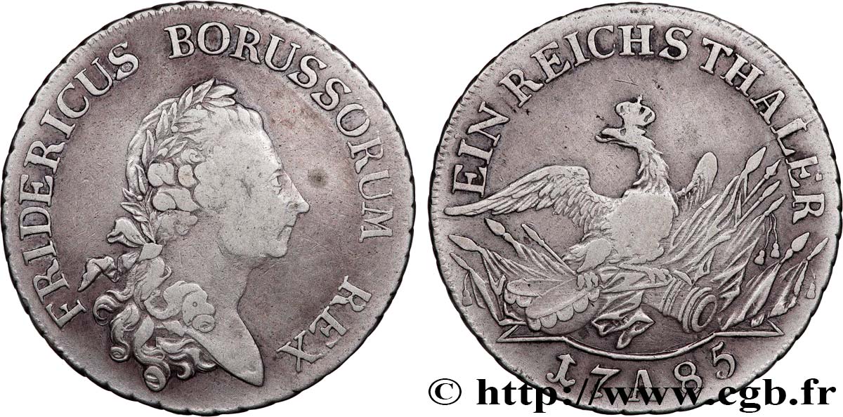 GERMANY - KINGDOM OF PRUSSIA - FREDERICK II THE GREAT 1 Thaler  1785 Berlin VF 