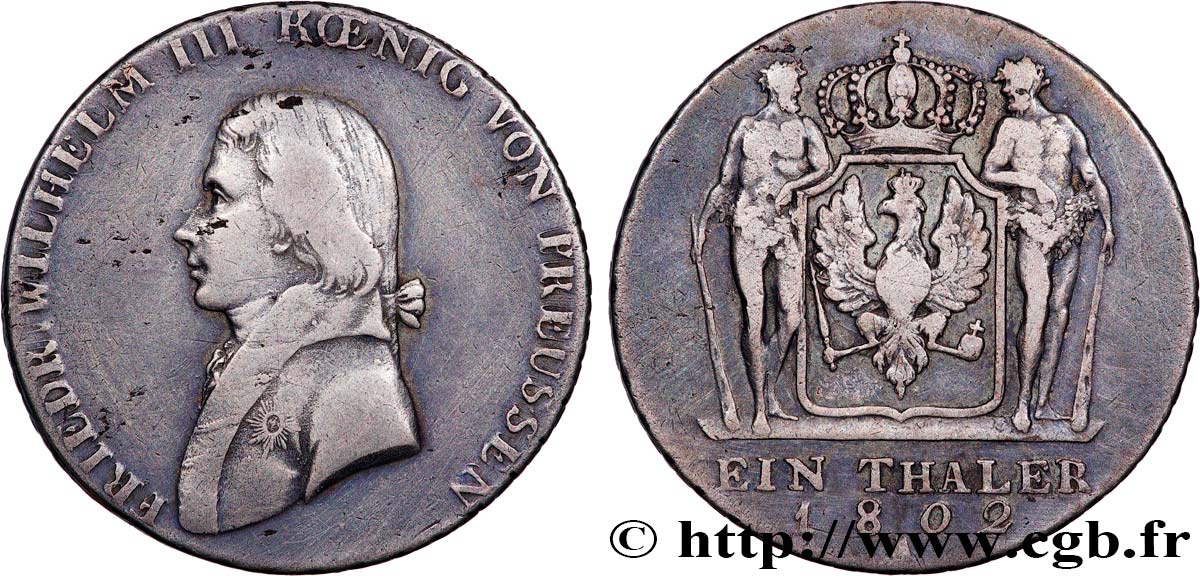 ALLEMAGNE - ROYAUME DE PRUSSE - FRÉDÉRIC-GUILLAUME III 1 Thaler 1802 Berlin TTB 