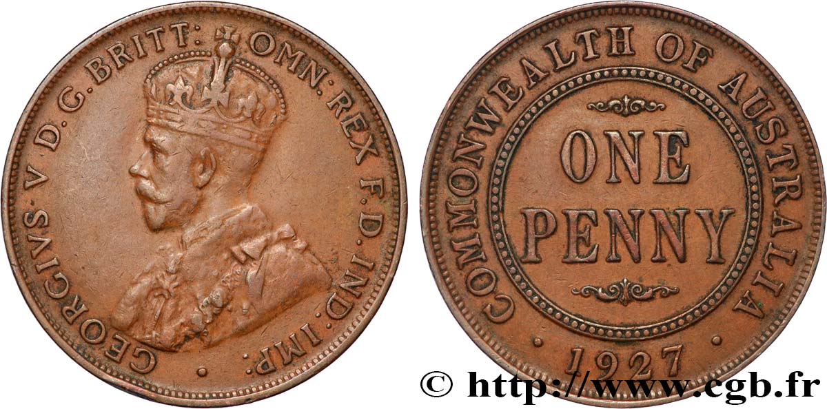 AUSTRALIA 1 Penny Georges V 1927 Melbourne XF 