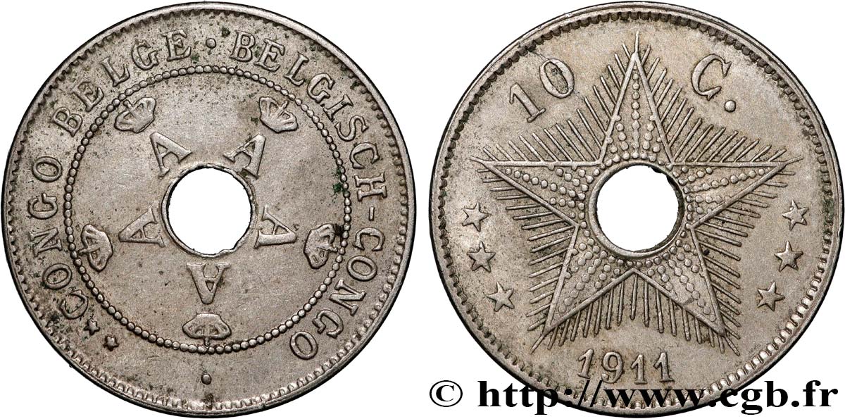 CONGO BELGA 10 Centimes Albert Ier 1911  q.SPL 