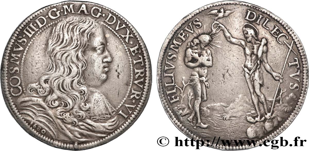 GRAND DUCHE DE TOSCANE - COSME III Piastre 1680 Florence XF 